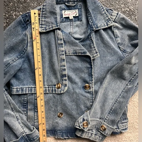 26 International STOOSH Vintage Denim crop trench or double breasted jacket - Picture 7 of 8